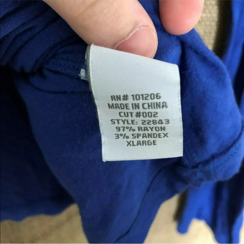 Soft Surroundings Faux Wrap Blouse SZ XL Blue Top - Picture 4 of 6